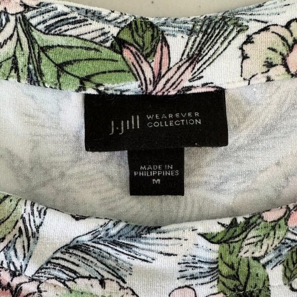 J Jill Wearever Sleeveless Dress Size M Tropical Midi Floral Knit Slit - Picture 5 of 10